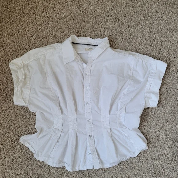 Anthropologie White Short Sleeves Blouse. Cotton - Picture 6 of 7